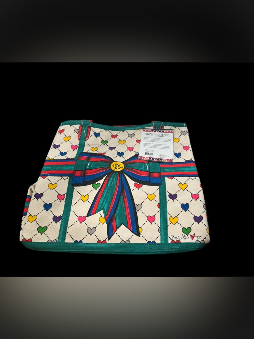 Brighton Colorful Heart Print Tote with Bow Accent
NWT